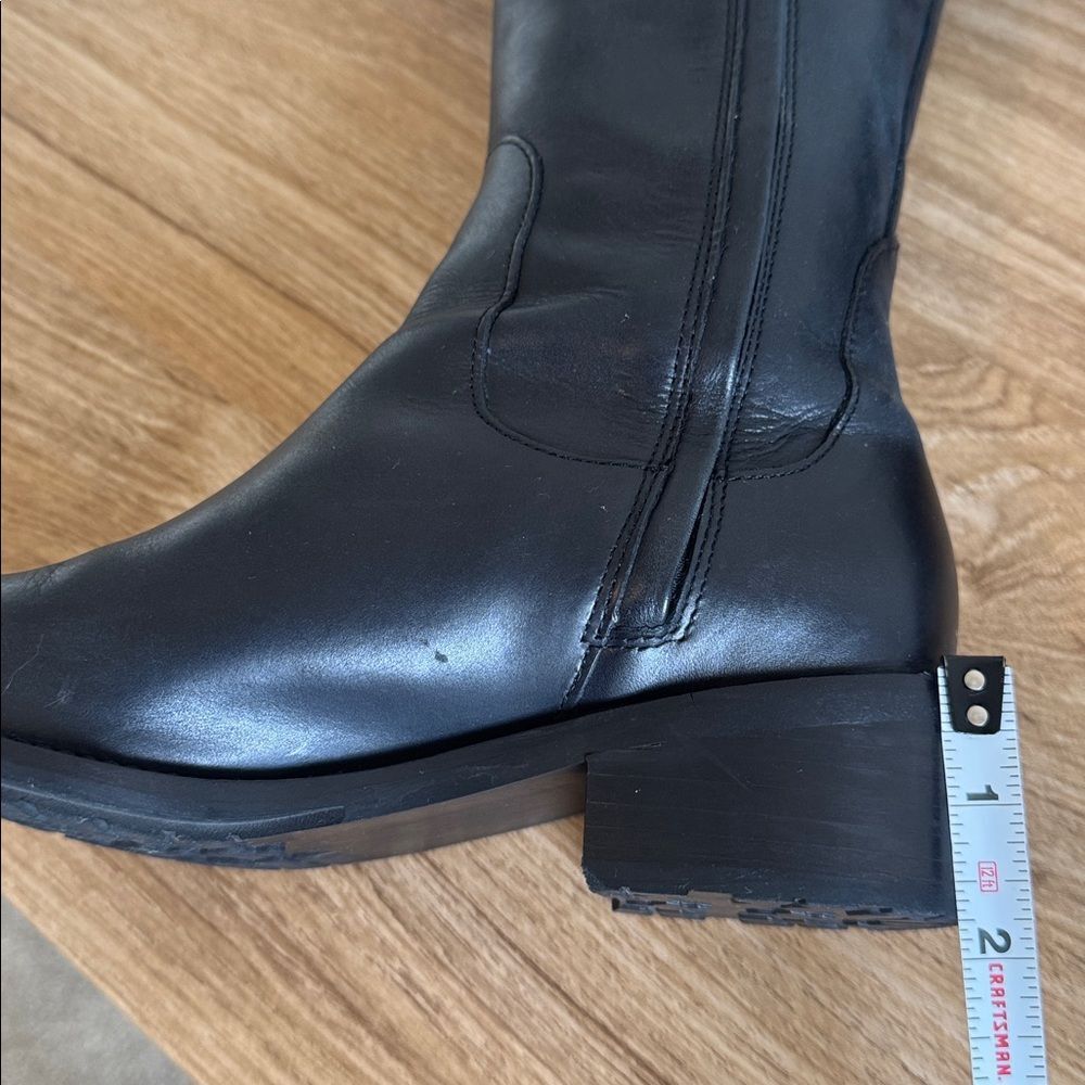 COLE HAAN Black Leather Knee-High Riding Boots Sleek Minimalist Casual Size 5.5 - Picture 9 of 12